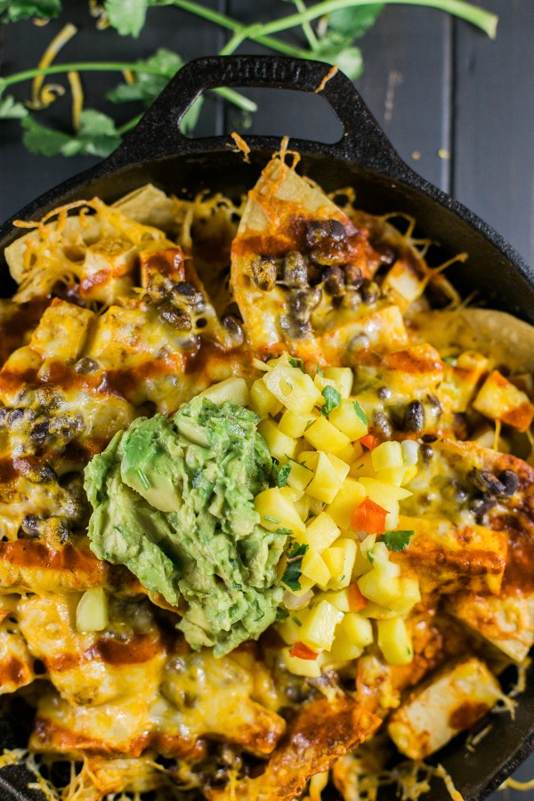 Red Chile Vegetarian Nachos With Chipotle Tofu - Dad With A Pan