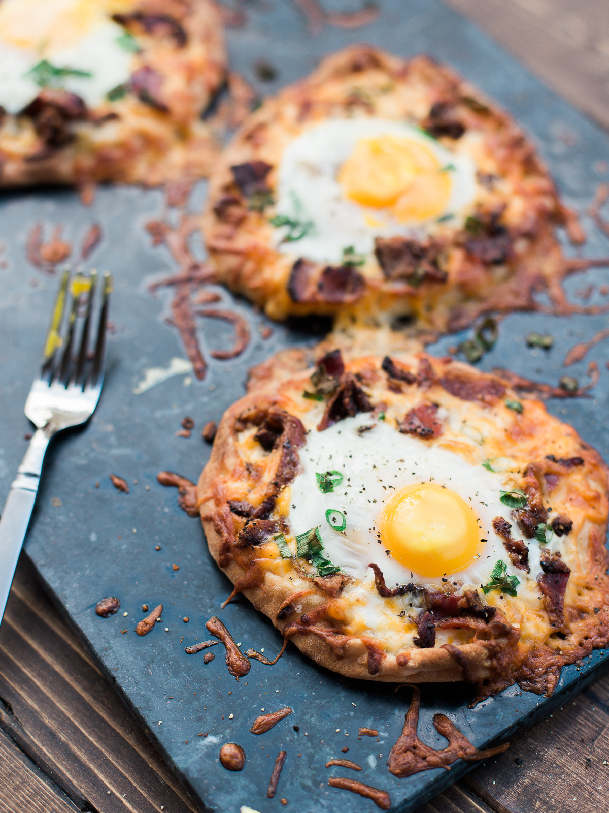 Naan Flatbread Bacon and Egg Breakfast Pizza - Dad With A Pan