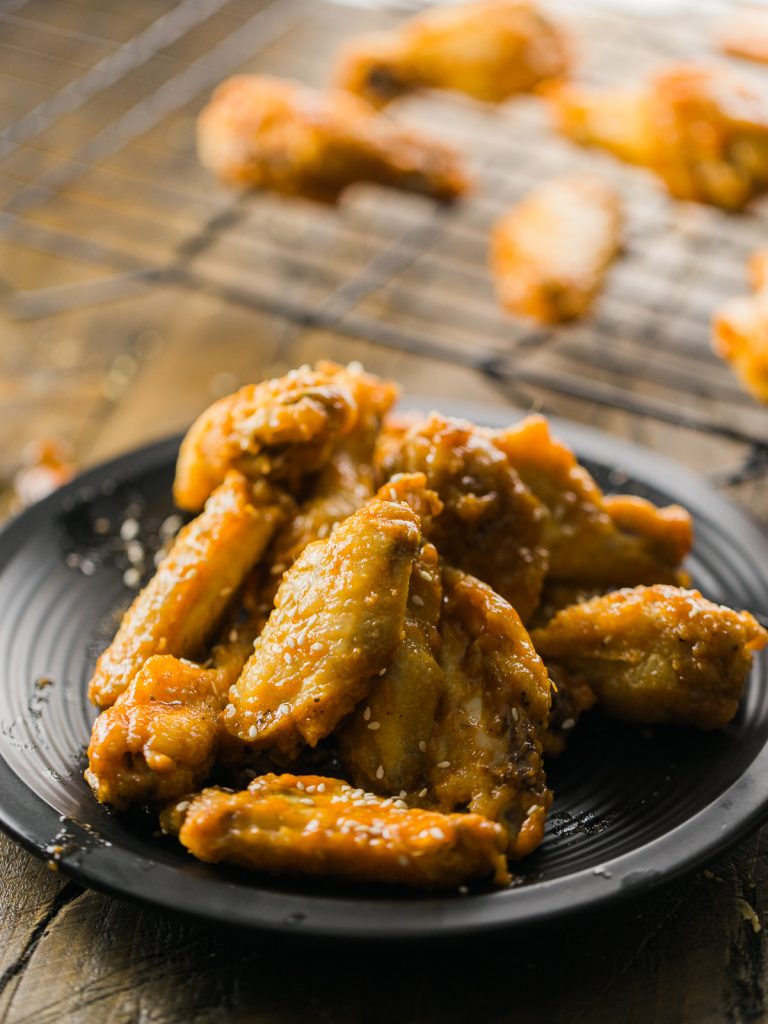 Honey Sriracha Beer Glazed Crispy Baked Chicken Wings - Dad With A Pan