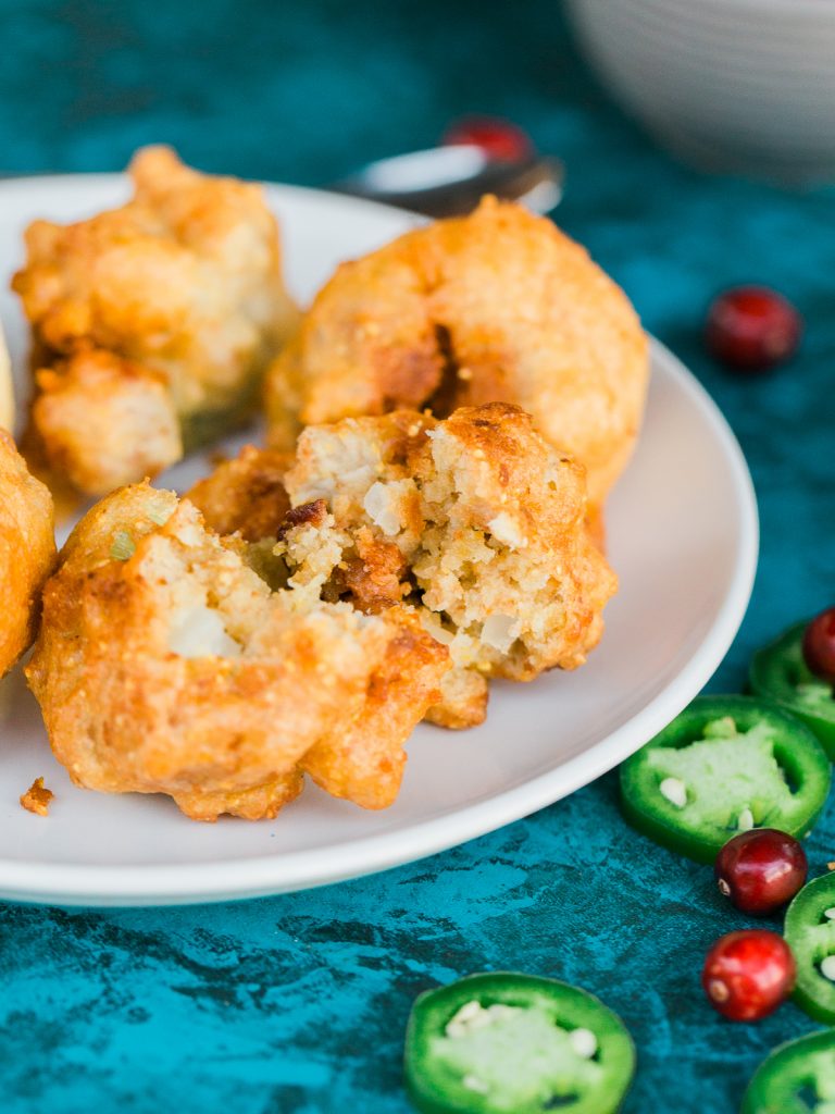 Bacon Thanksgiving Stuffing Fritters with Jalapeno Cranberry Sauce ...