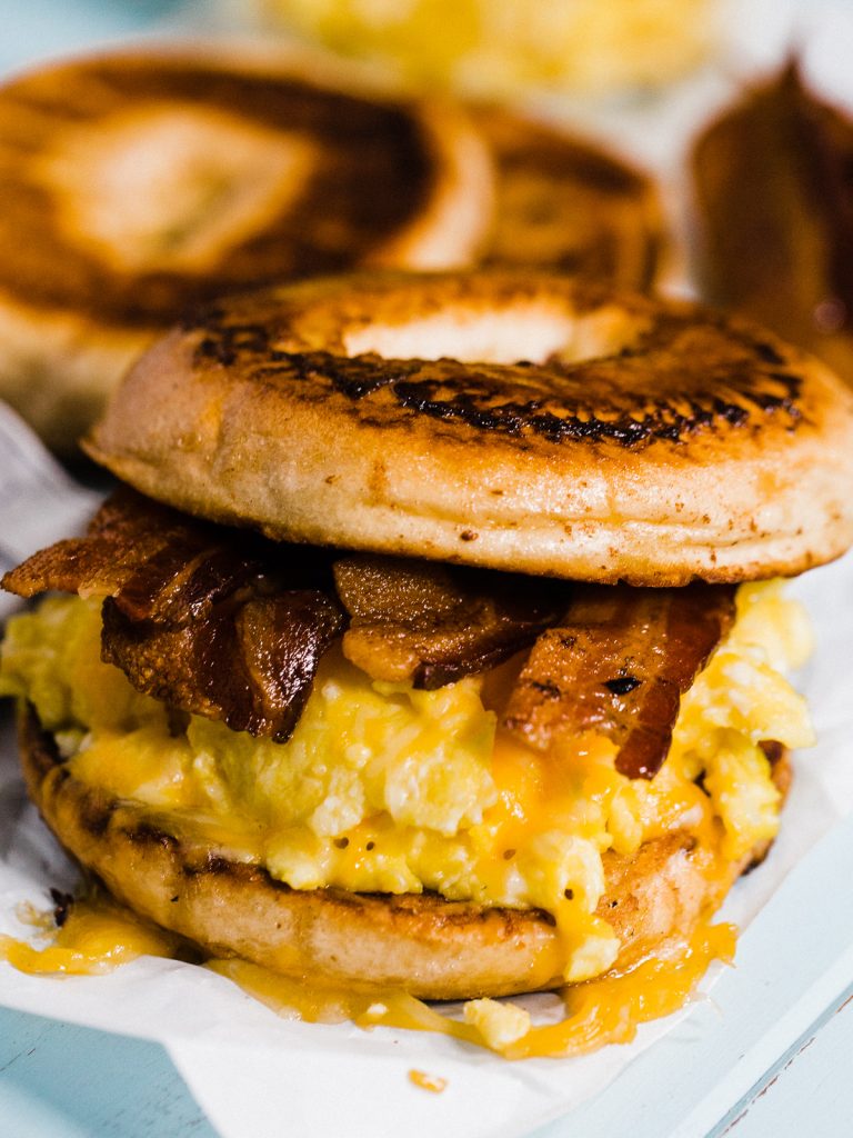 French Toast Bagel Breakfast Sandwich - Dad With A Pan