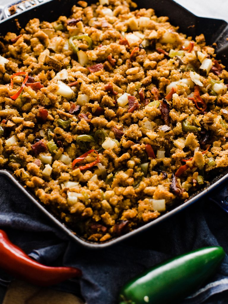Spicy Bacon Jalapeno Cornbread Stuffing - Dad With A Pan