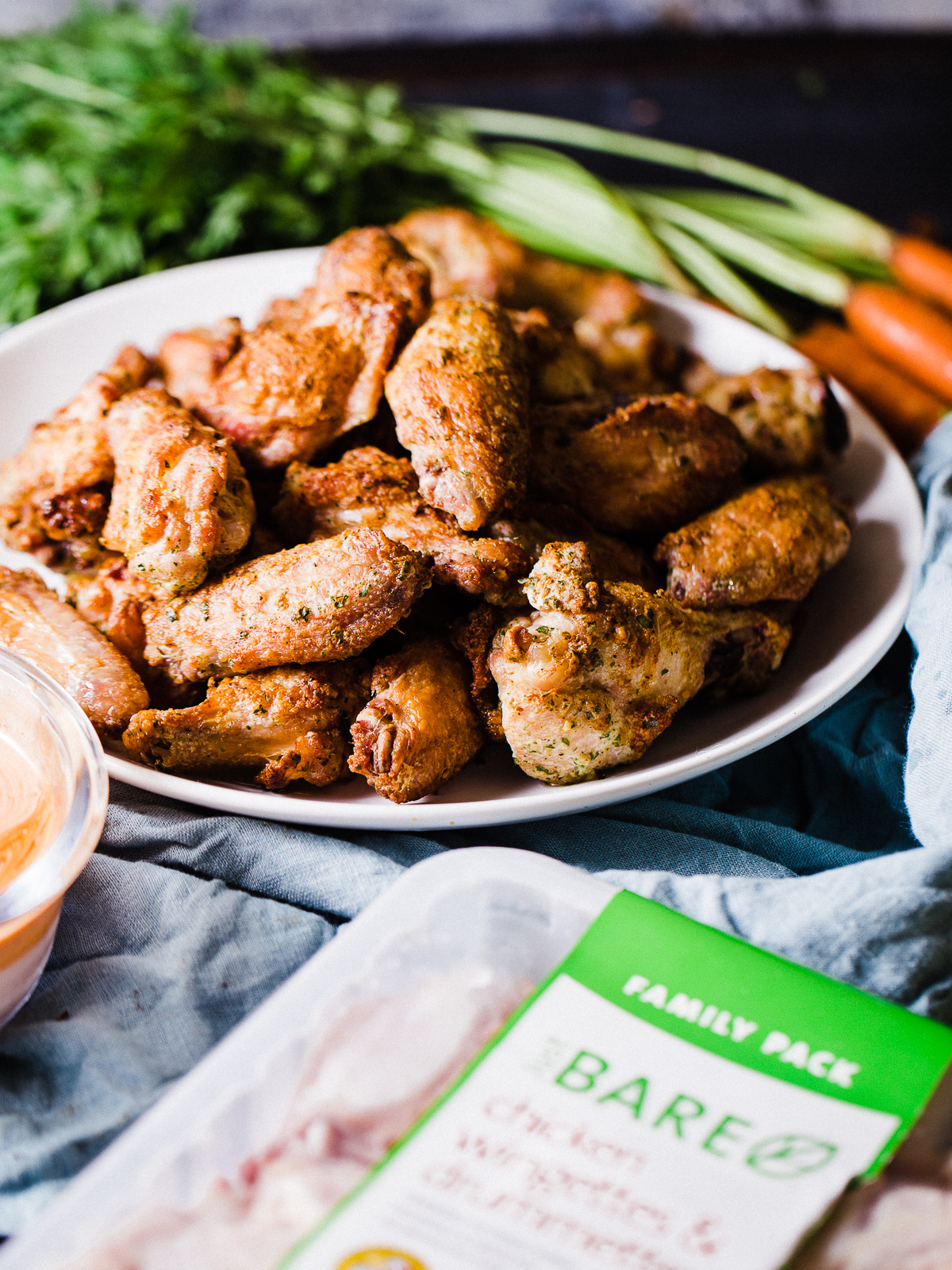 Buffalo Ranch Baked and Crispy Chicken Wings - Dad With A Pan