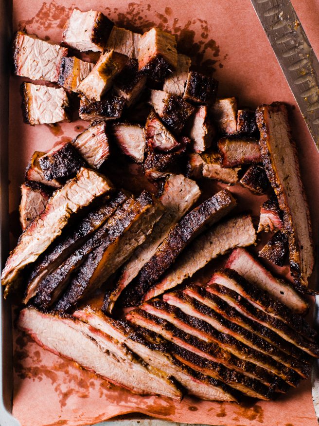 Low and Slow Smoked brisket with a simple pepper based texas style rub. This is the perfect beginner recipe to get into brisket!