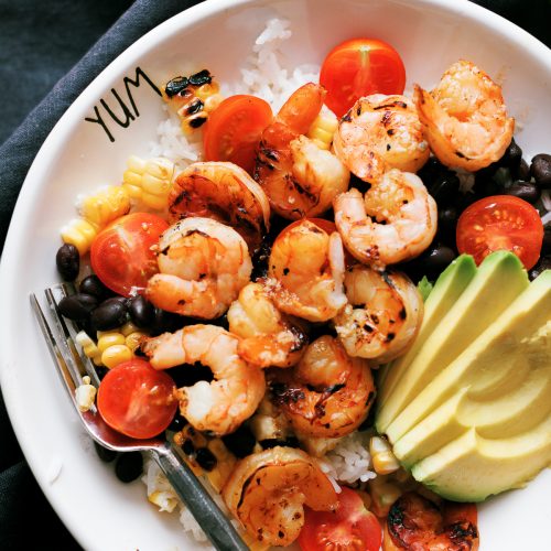 Spicy Honey Garlic Shrimp Bowl - Dad With A Pan