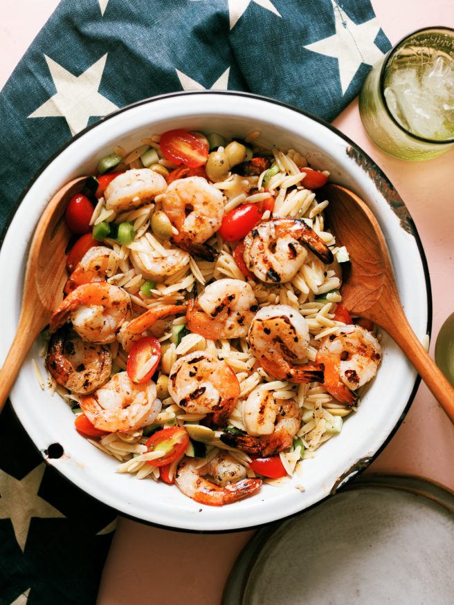 Grilled Shrimp Orzo Pasta Salad Dad With A Pan