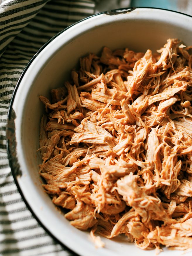Instant Pot Shredded chicken with a Mexican style seasoning. This is perfect for tacos, nachos, burritos or anything your heart desires!