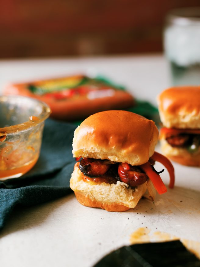 These Apricot Mustard Glazed Sausage Sliders are the perfect way to bring in tailgating season. They’re smoky, sweet and have got a bit of heat. 