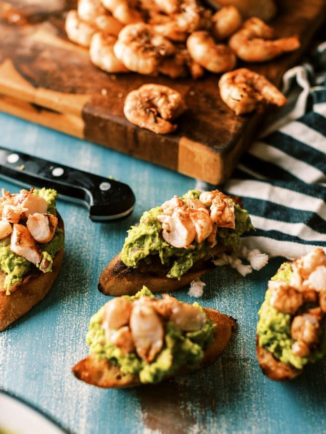 Grilled shrimp meets avocado toast, but in a summer bite form. This is the perfect light summer tapas style dinner that you need to give a go! 
