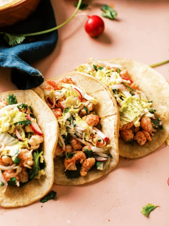 These cilantro lime lobster tacos have so much flavor and is perfect for the summer! I topped them off with a spicy Serrano citrus slaw that is out of this world!