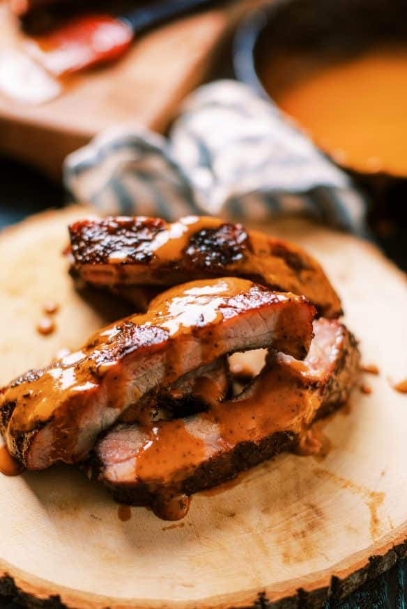 If you're into blazing hot food, you need to try these smoked ribs with mango habanero glaze. I'm talking sweat off your scalp hot! But the flavor is so good you can't help your self to take another bite. 